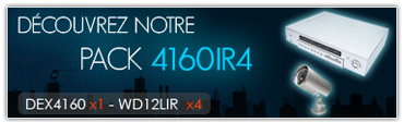 Le pack 4160IR4 compos&eacute;e de 4 Cam&eacute;ras IR et un Enregistreur num&eacute;rique.