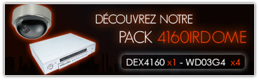 Le pack 4160IRDOME compos&eacute;e de 4 Domes Haute R&eacute;solution et un Enregistreur num&eacute;rique.